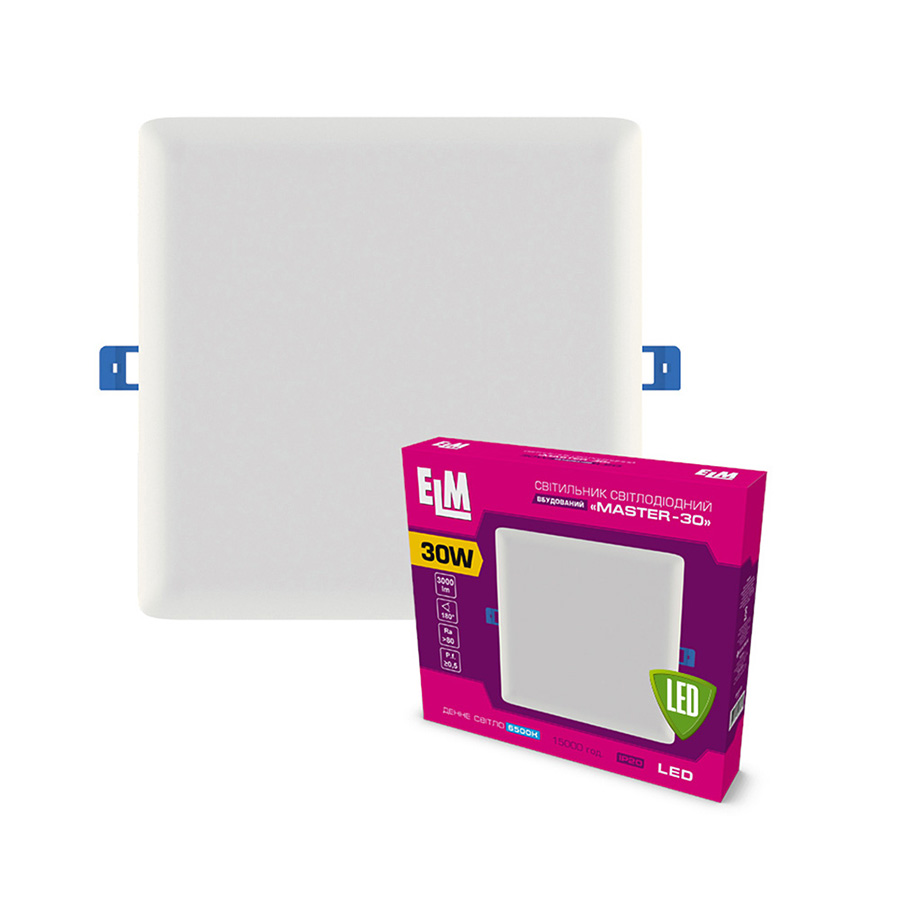 Світильник стельовий вбудований світлодіодний ELM Master 30Вт 6500К IP20